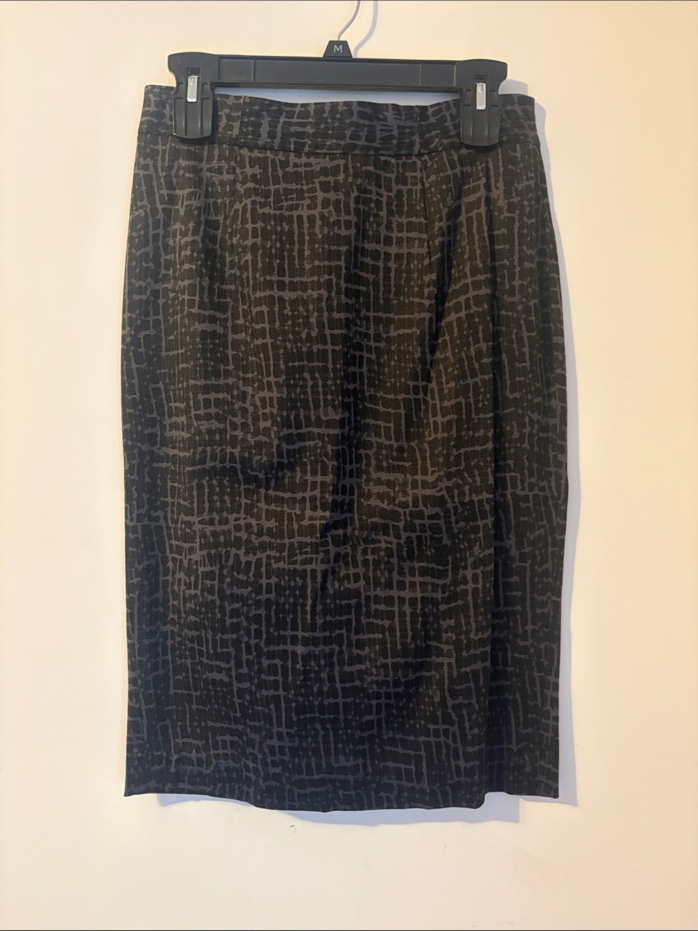 LOFT Black Grid-Pattern Pencil Skirt